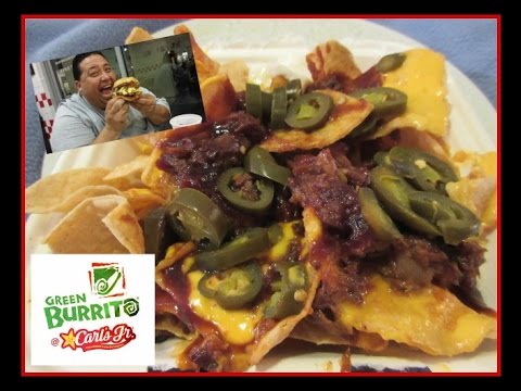 Green Burrito@ Carl's Jr.® BBQ Brisket Nachos REVIEW!