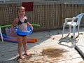 caeli and karli jump in the pool