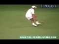 the magician fooled everyone in arthur ashe except for roddick with this trick shot.  i had to watch it three times to figure out what happened.

http://www.the-tennis-store.com