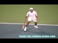 the magician fooled everyone in arthur ashe except for roddick with this trick shot.  i had to watch it three times to figure out what happened.

http://www.the-tennis-store.com