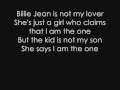 Billie Jean lyrics (lyrics in video)
