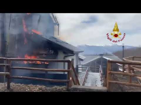 Intervento dei vigili del fuoco   Incendio ad Abetone Cutigliano - VIDEO