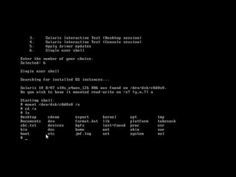 how to recover root password in solaris
