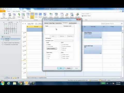 how to provide calendar access in outlook 2010