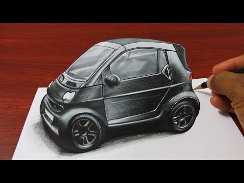 How to Draw a 3D Smart Car – Anamorphic Drawing