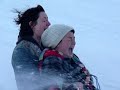 Jo, Fran and Nige eat snow.