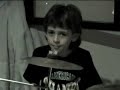 9yo. kid playing drums. 9yo. kid playing drums.