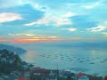posta de sol na ría de vigo