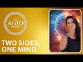 The 2 brain hemispheres.