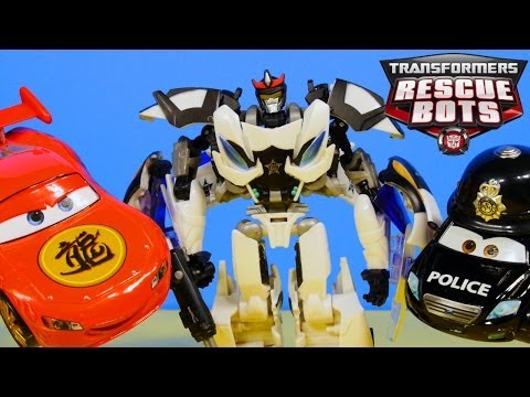Transformers Prowl Autobots and Disney Cars Dragon Lightning McQueen Beast Hunters Toys Review