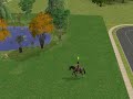 Sims ride a horse