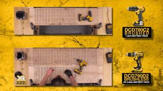 DCD790 XR Brushless Drill—Runtime BL vs. BR 1-1/4" Screws