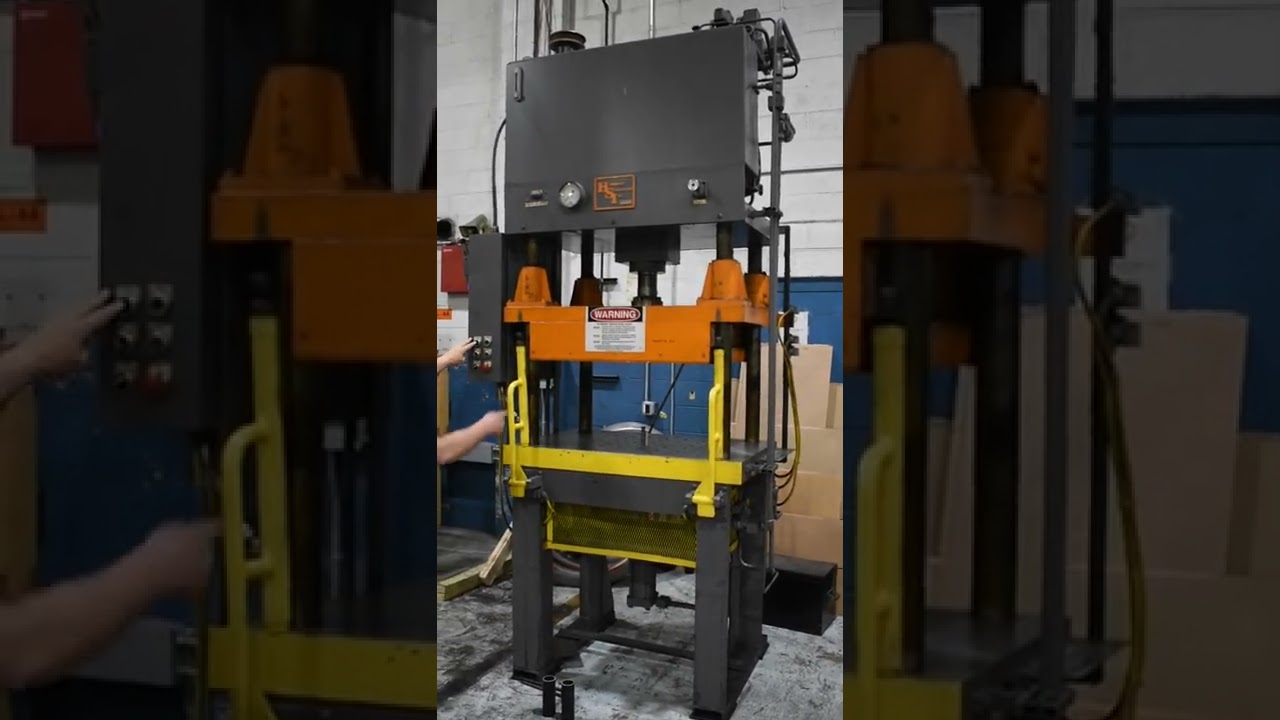 40 Ton HSI Hydraulic 4 Post Down Acting Press, 14" STR, 21" DLO, 48" x 31" BA, Cushion