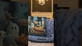 Halloween Throw Pillow Ghostly Shopkeepers Decorative Cushion #halloween #throwpillow #halloween2023 by The Johno Show