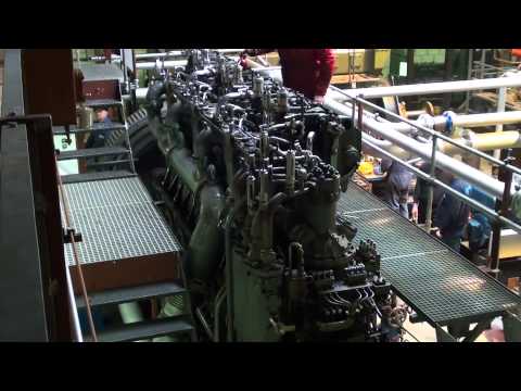engine - A World War 1 U-boat diesel engine, built in 1917, running under load for the first time in years, after being moved to the new location of the SHVP. This U-...