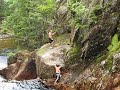 kyle and luke cliff jumping into smalls falls in central maine.