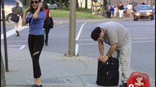 Just For Laughs TV - JFL Prank: Suitcase bolted to sidewalk