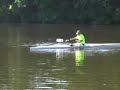 Demonstration of outriggers on single sculling shell