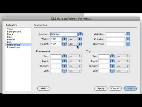 CSS Positioning of Divs in Dreamweaver