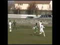 this kid dribbles the ball and blasts through the opposing defense and scores twice versus local opponent.