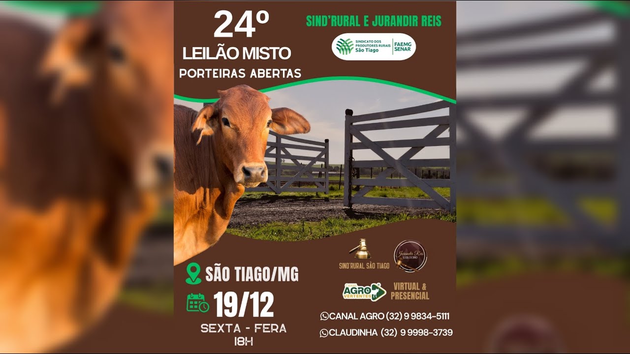 24º LEILÃO MISTO PORTEIRAS ABERTAS - SÃO TIAGO/MG - 19/12/2025
