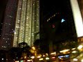 Hong Kong downtown by night from a taxi