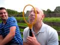 Electric Fly Swat on my tongue - ouch!