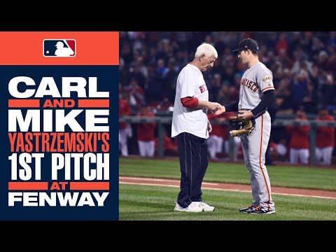 Video: Yastrzemski's first pitch