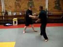 Michel Rozzi instructeur Français de kali jeet kune do démontrant quelques exercices d'espada e daga (baton et couteau) adcac.free.fr 