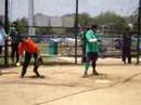 SASL Jason from Titans flying out against Softballers SASL Jason from Titans flying out against Softballers
