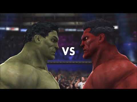 Hulk - The Incredible Hulk vs The Red Hulk in an I Quit Match. Both are controled by A.I, who will quit first? Place your bets.