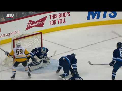 Video: Penguins chase Hellebuyck with three goals in 57 seconds