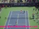 professional tennis player, andy roddick, partnered with wwe wrestler, john cena, face off against pro tennis players: martina hingis and ana ivanovic in a comedic doubles match at arthur ashe kids' day at the us open 2007.