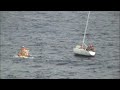 Explorer of the Seas rescues a small sailboat adrift in the Atlantic Ocean.