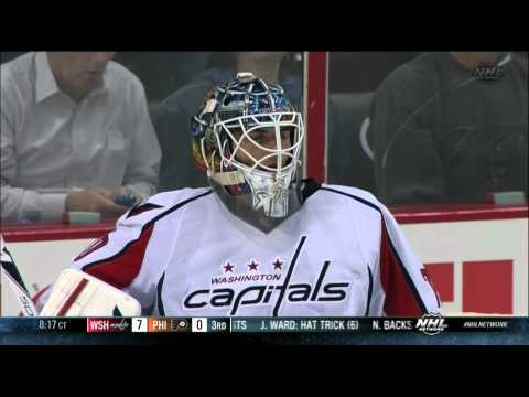 Line brawl, goalie fight in 3rd Washington Capitals vs Philadelphia Flyers 11/1/13 NHL Hockey.