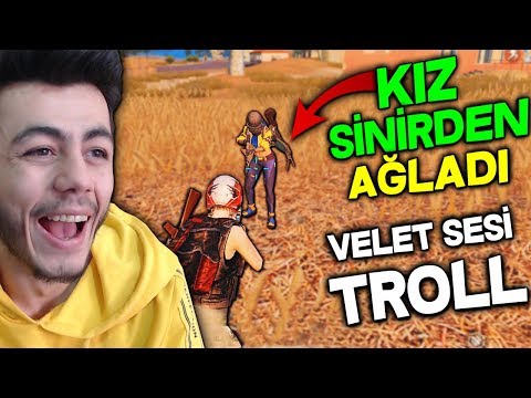 KIZI VELET SESİ İLE TROLLEDİM SİNİRDEN (AĞLADI) - PUBG Mobile