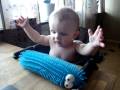Weird Toy Scares Baby - baby, cute, kids, scared, toy, weird, funny