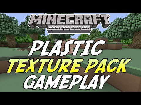 Minecraft (Xbox 360) - PLASTIC TEXTURE PACK Review (Early Code Gameplay)
