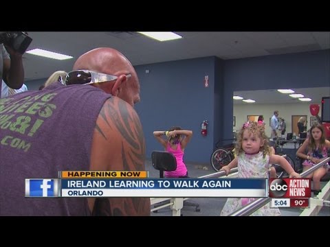 Nugent - Surrounded by friends, family, and plenty of cameras, 2-year-old Ireland Nugent took her first steps with prosthetic legs Monday. The little girl lost both o...