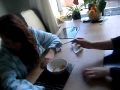 Amy feeding me crunchy nut. Without milk. Yes I am a freak. No I couldn't feed myself it was first thing on a saturday morning.