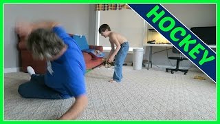 BOY TAKES DOWN DAD IN HOCKEY!