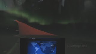 Northern Lights Timelapse on board flight dreamliner 787 Japan Airlines 414 Helsinki - Narita