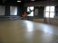 Corkswipe  -- I did a corkswipe before I left martial arts; I tried and failed a double. Enjoy :/
