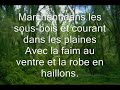 po�me de jack harris, sur une musique de daniel donadi

le loup solitaire

le voici, � nouveau, ce vieux loup solitaire
qui, las de ses errances, arr�te son chemin
pour jouir un court instant d'un refuge pr�caire
et regagner la paix dont il a grand besoin.

car il est fatigu� de ses courses lointaines
o� il dut traverser rivi�res et vallons,
marchant dans les sous-bois et courant dans les plaines
avec la faim au ventre et la robe en haillons.

pourchass� sans r�pit par les hommes en �meute
il ressent la mis�re, affreux fardeau pesant.
mais !... pourquoi tant de haine agite cette meute ?
dit-il en son esprit, ce monde est r�pugnant !...

c'est le c?ur douloureux qu'il lance vers le ciel,
tel un cri d�chirant, une plainte sublime
pour invoquer des cieux la main de l'eternel,
mais l'�cho de sa voix s'�touffe dans l'ab�me.

je suis semblable � toi, � ! vieux loup solitaire
car, po�te, je suis maudit et rejet� ;
mon chant de d�sespoir n'atteint pas la fronti�re
qui fait de l'homme avide un �tre de bont�.

extrait de l'ouvrage de jack harris : 
