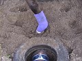 This is my stuntman training. I'm laying on the ground covered by thin layer of dirt. Riders are riding 2 horses over me (gelding Alibej - 550 kg or 1222 lbs, mare Jamajka - 350 kg or 777 lbs) with walk, trot and canter during one hour riding lesson in Janów. Statistics: Alibej: walk - 23, trot - 17, canter - 7, Jamajka: walk - 17, trot - 12, canter - 9. Totals: All: 85 passes, walk - 40, trot - 29, canter - 16.Trening kaskaderski. Leżę przysypany ziemią. Jeźdźcy jeżdżą po mnie 2 końmi (Alibej - 550 kg, Jamajka 350 kg) stępem, kłusem i galopem w trakcie godzinnej lekcji jazdy w stajni w Janowie (ale nie Podlaskim). Statystyka: Alibej: stęp - 23, kłus - 17, galop - 7, Jamajka: stęp - 17, kłus - 12, galop - 9. Łącznie: 85 przejazdów, stęp - 40, kłus - 29, galop - 16.