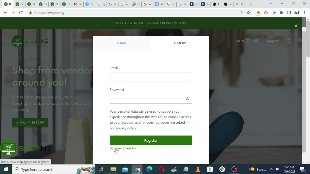 1  Vendor registration