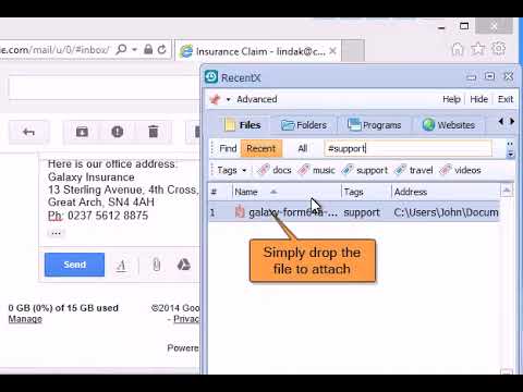 Quickly compose standard emails & attach files using RecentX