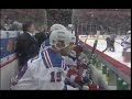 Michal Rozsival on bad end of a hit from Gaustad (buffalo vs rangers 01/09/2009)