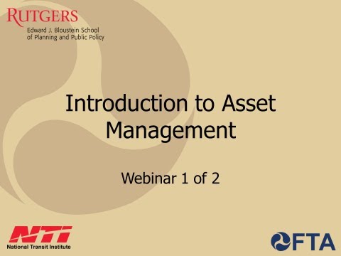 assetmanagement - Transit agencies manage major assets, particularly in the case of fixed guideways. This webinar series introduces a strategic approach to managing transit as...
