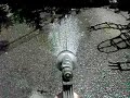 Hummingbird playing in hose spray
